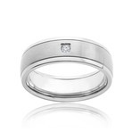 Titanium + Diamond Brushed Comfort Band Ring // 0.03 CTW (Size 7)