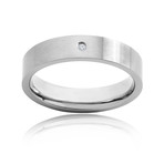 Titanium + Diamond Brushed Comfort Band Ring // 0.02 CTW (Size 7)