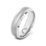 Titanium Brushed Beveled Edge Dome Ring (Size 7)