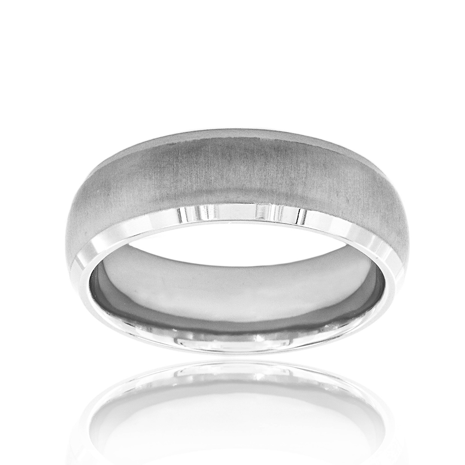 Titanium Brushed Beveled Edge Dome Ring (Size 12) - West Coast Jewelry ...