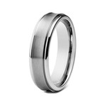 Titanium Brushed + Polished Grooved Ring (Size 7)