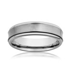 Titanium Brushed + Polished Grooved Ring (Size 7)