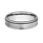 Titanium Brushed + Polished Grooved Ring (Size 7)