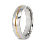 Polished Gold Plated Grooved Titanium Ring // 6mm (Size 6)