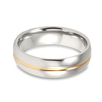 Polished Gold Plated Grooved Titanium Ring // 6mm (Size 6)