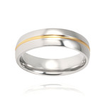 Polished Gold Plated Grooved Titanium Ring // 6mm (Size 6)