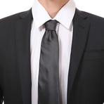 Slim Fit 2-Button Suit // Black + Grey Stripe (Euro: 50)