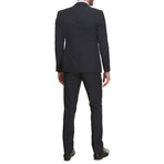 Slim Fit 2-Button Suit // Dark Blue + Grey Pinstripe (Euro: 48)