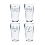 Bar Glasses // DC Heroes // Set of 4 (Pint Glasses // Set of 4)