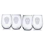 Bar Glasses // Sugar Skulls // Set of 4 (Coolers // Set of 4)