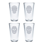 Bar Glasses // Sugar Skulls // Set of 4 (Pint Glasses // Set of 4)