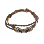 3-Tone Leather Bracelet // X // Braided + Beads