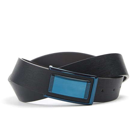 Textured Traditional Belt // Black + Blue (36)