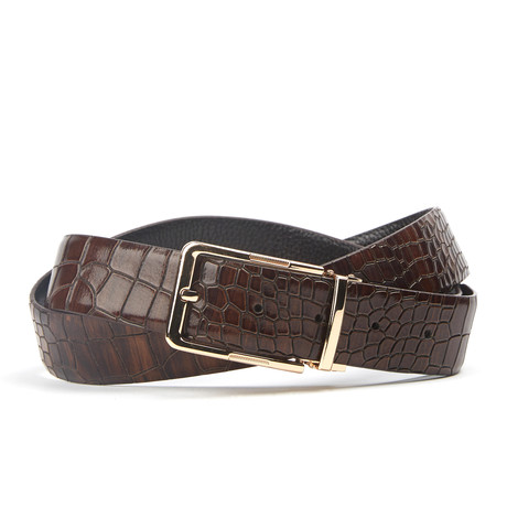 Snake Traditional Belt // Brown + Gold (38)