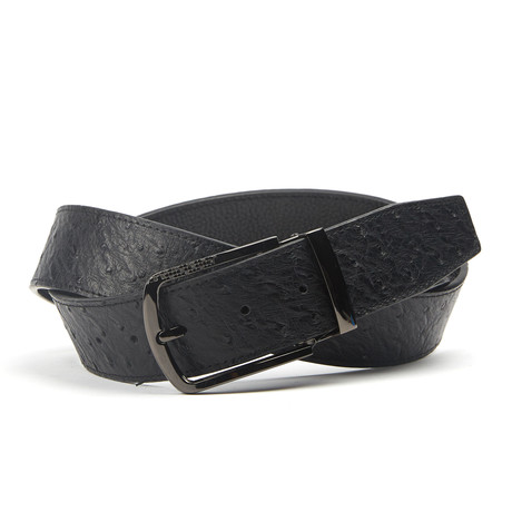 Square Textured Traditional Belt // Black (36)