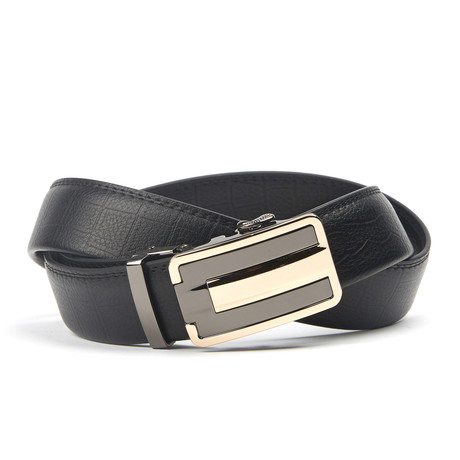 Textured Track Belt // Black + Gold Pattern (38)