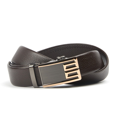 Textured Accent Track Belt // Black + Gold (36)
