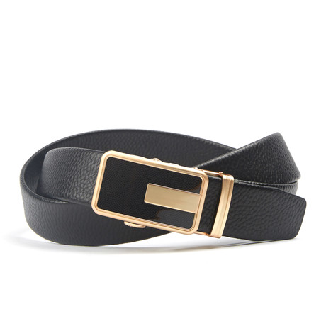 Accent Track Belt // Black + Gold Pattern (38)