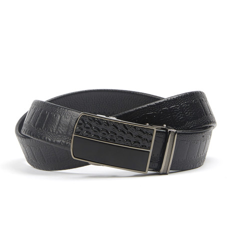 Snake Textured Track Belt // Black