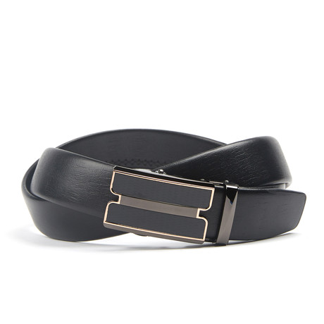 Double Bar Track Belt // Black + Gold