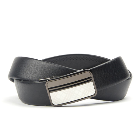 Accent Track Belt // Black + Silver Pattern (38)