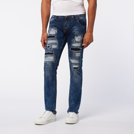 Premium Washed Slim Fit Denim // Deep Indigo (30WX32L)