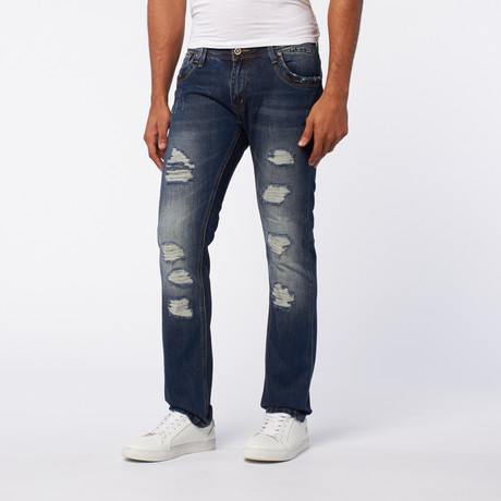 Premium Washed Slim Fit Denim // Deep Indigo (30WX32L)