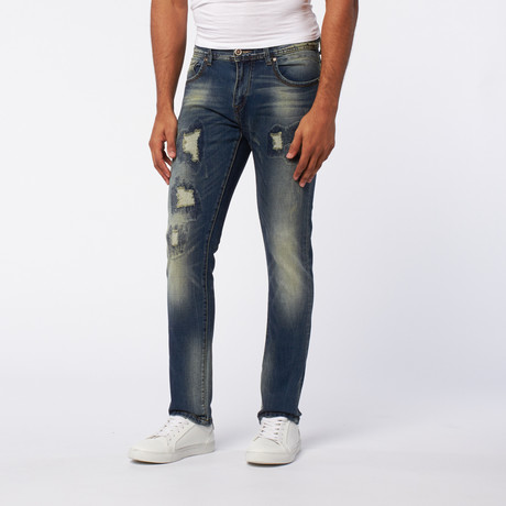 Premium Washed Slim Fit Denim // Faded Indigo (30WX32L)