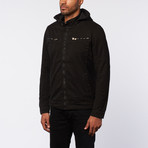 Washed Cotton Padded Jacket Hoodie // Black (M)