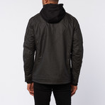 Wax Coated Cotton Jacket Hoodie // Black (S)