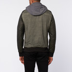 Washed Cotton + Sherpa Jacket Hoodie // Olive (XL)