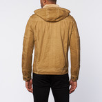 Washed Cotton + Fleece Hooded Jacket // Khaki (L)