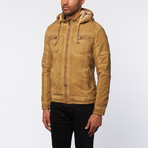 Washed Cotton + Fleece Hooded Jacket // Khaki (L)