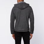 Washed Cotton + Fleece Hooded Jacket // Charcoal (2XL)