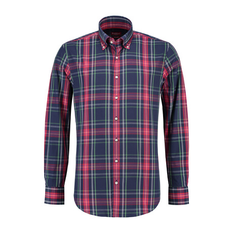Giovanile Button-Down // Navy, Red + Green Plaid (M)