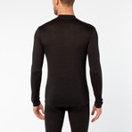 About // Merino Wool + Silk High-Neck Shirt // Black (S)