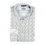 Long-Sleeve Button-Up Shirt // Grey + Green Print (M)