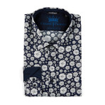 Long-Sleeve Button-Up Shirt // Blue Floral (XL)