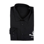 Crest Long-Sleeve Button-Up Shirt // Black (L)