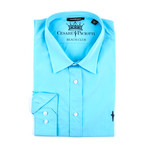 Long-Sleeve Button-Up Shirt // Mint Blue (L)