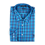 Long-Sleeve Button-Up Shirt // Sea Blue Plaid (3XL)