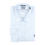 Long-Sleeve Button-Up Shirt // White Stripe (S)