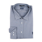 Long-Sleeve Button-Up Shirt // Dark Blue Stripe (3XL)