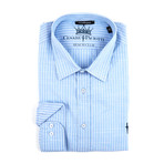 Long-Sleeve Button-Up Shirt // Light Blue Stripe (M)