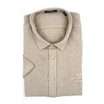 Short-Sleeve Button-Up Shirt // Tan (S)