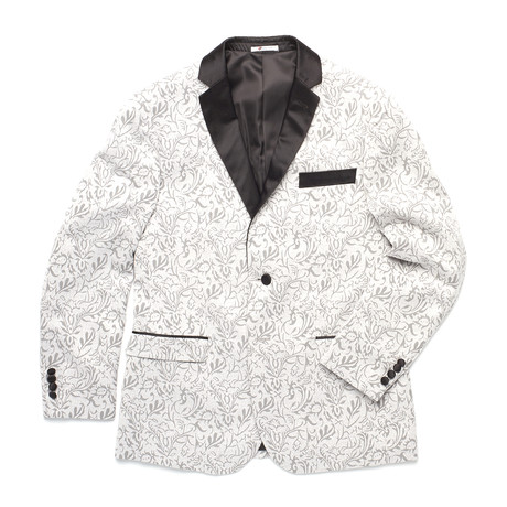 Zonettie // Pandora Slim Fit Jacquard Tuxedo Blazer // Silver (US: 36S)
