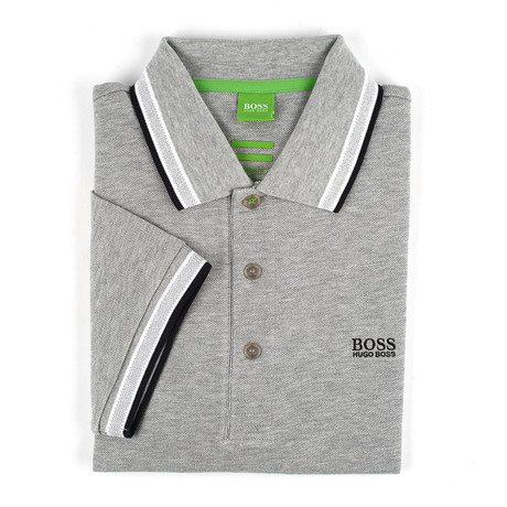 Paddy Stripe Collar Polo Shirt // Grey (L)