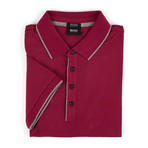 Firenze Stripe Collar Polo Shirt // Fuchsia (XL)