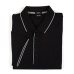 Firenze Striped Collar Polo Shirt // Black (3XL)