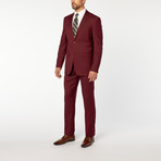 Slim-Fit 2-Piece Solid Suit // Burgundy (US: 40R)